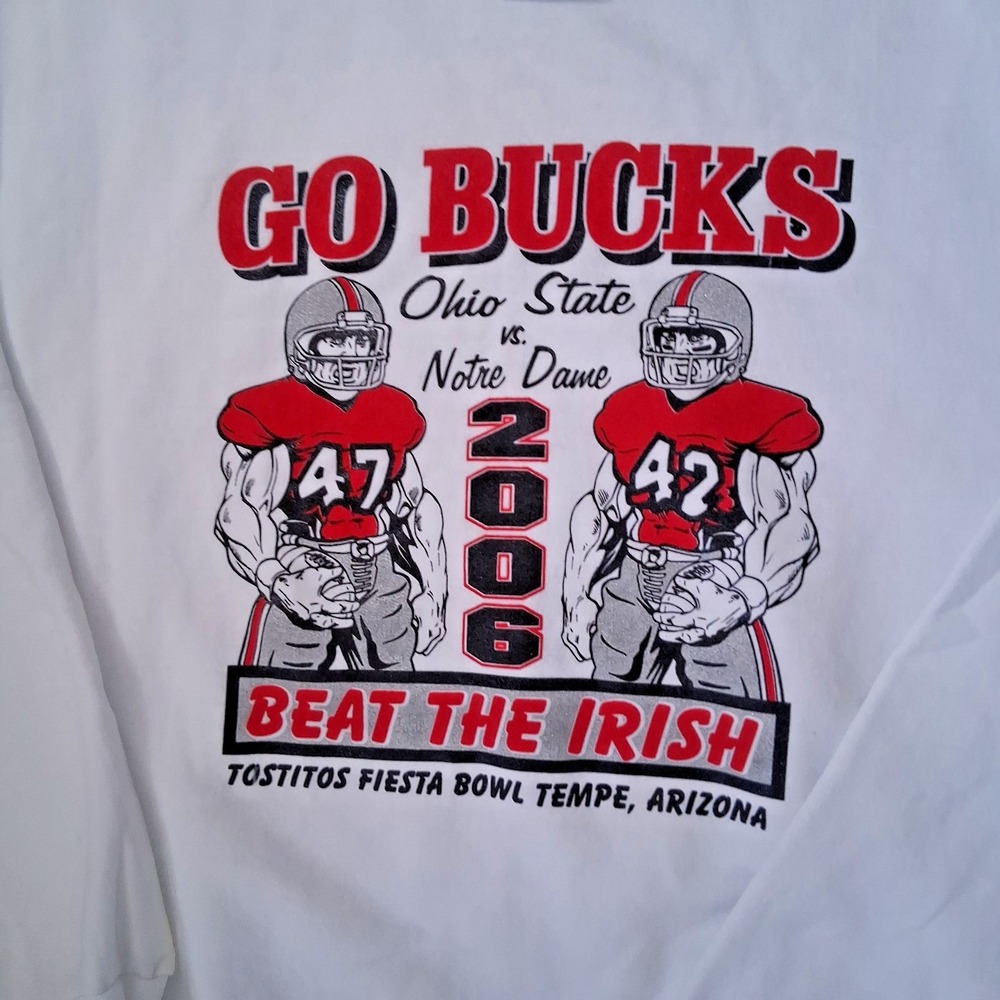Vtg Ohio State Notre Dame Men's Large Arizona TOSTIOS FIESTA BOWL Sweatshirt Y2K